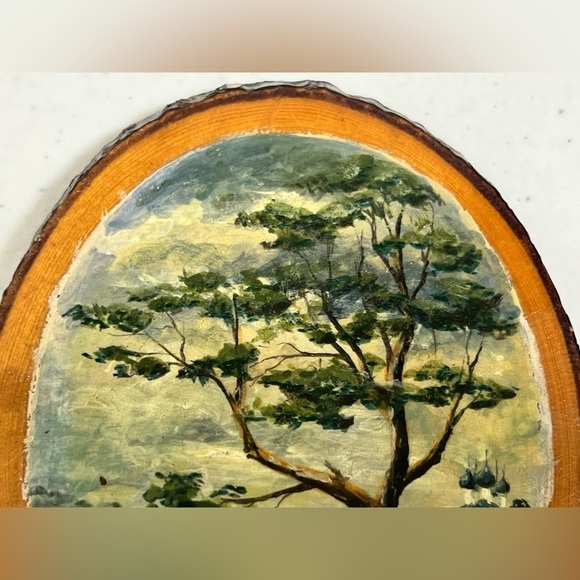 VTG 1994 Hand Painted Wood Slice Poccua Signed ABDeed Ornament Souvenir - Picture 6 of 12